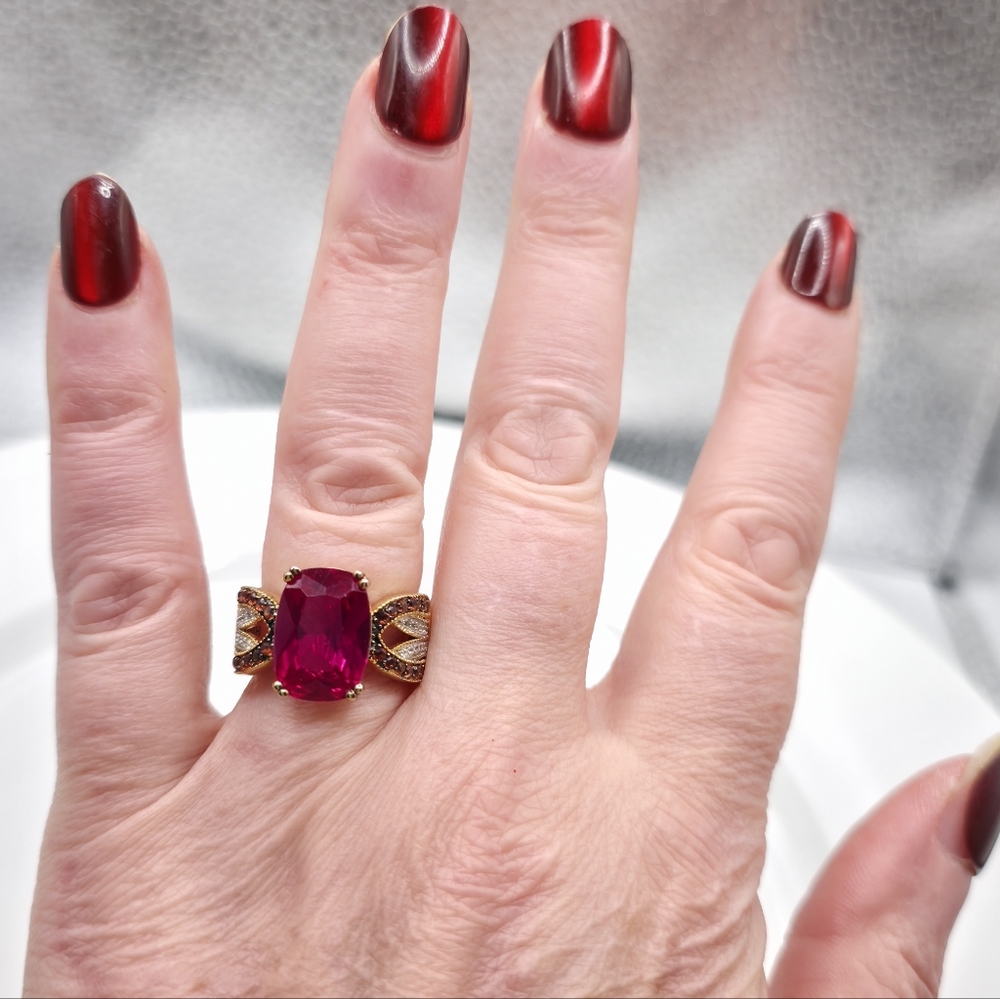 Designer Signed  Ruby And  Garnet Ring - Picture 11 of 13